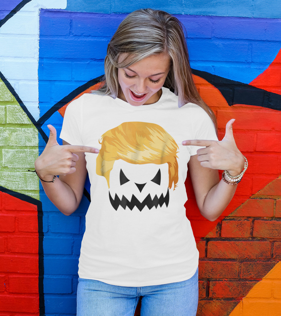 Jackolantern Costume Scary Halloween Trumpkin Hair Face T-Shirt