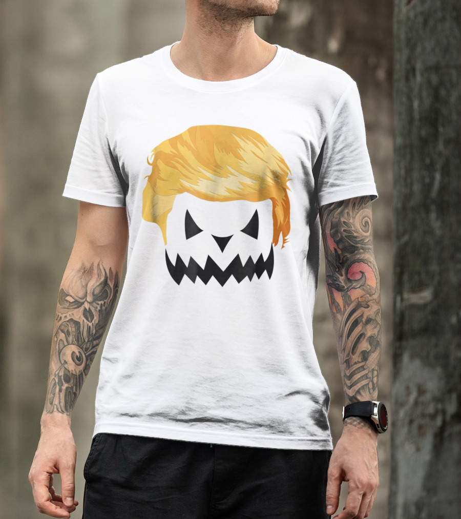 Jackolantern Costume Scary Halloween Trumpkin Hair Face T-Shirt