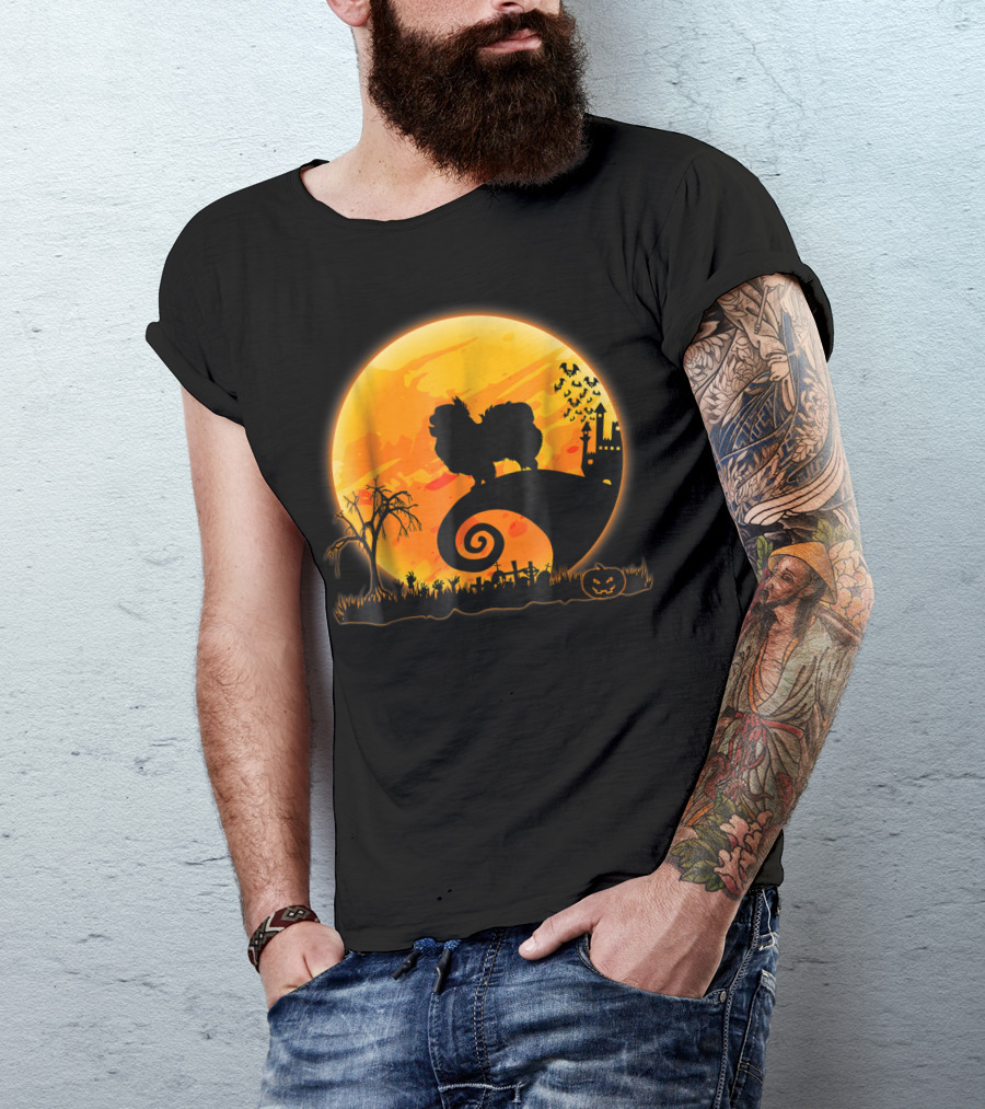 Halloween Japanese Chin Dog And Full Moon T-Shirt