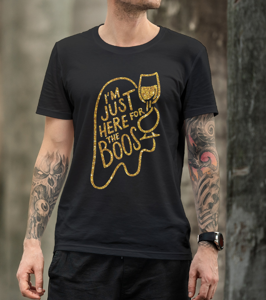 I’m Just Here For The Boos Ghost Wine Glass T-Shirt