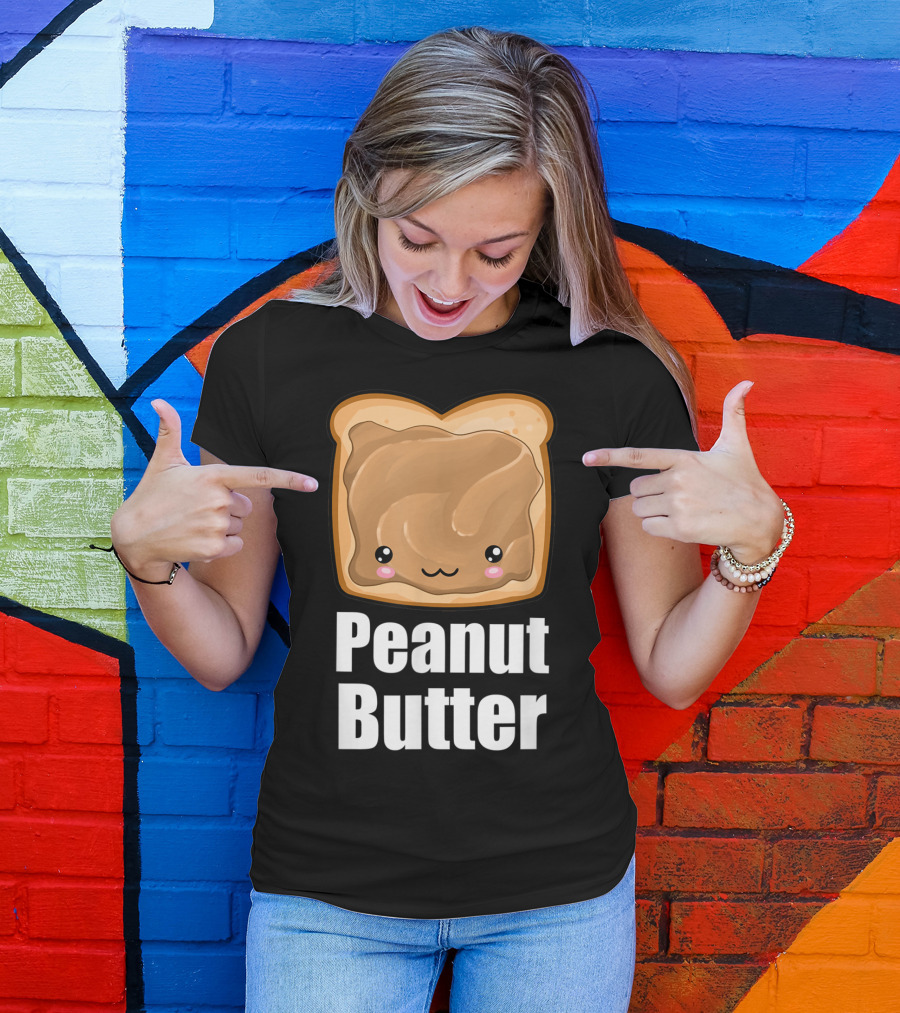 Kawaii Peanut Butter Toast Cute Face T-Shirt