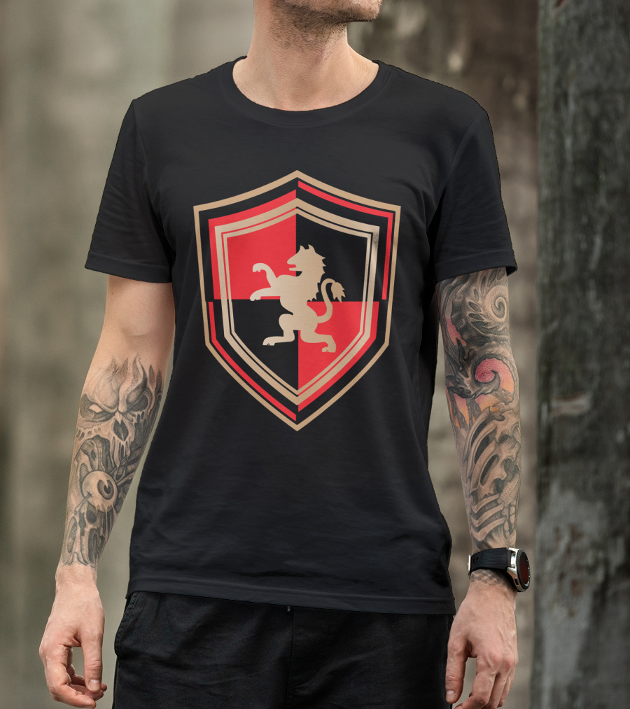 Knight Lion Shield Blazon Medieval Emblem T-Shirt