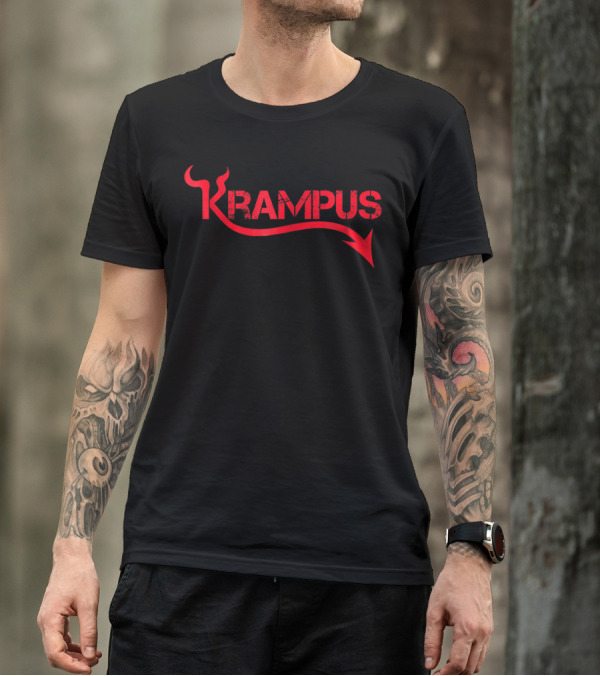 KRAMPUS Text With Devil Horns And Tail T-Shirt