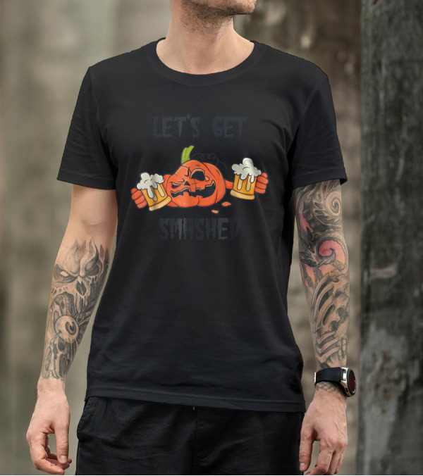 Let's Get Smashed Pumpkin Halloween Beer Mug Cheers T-Shirt