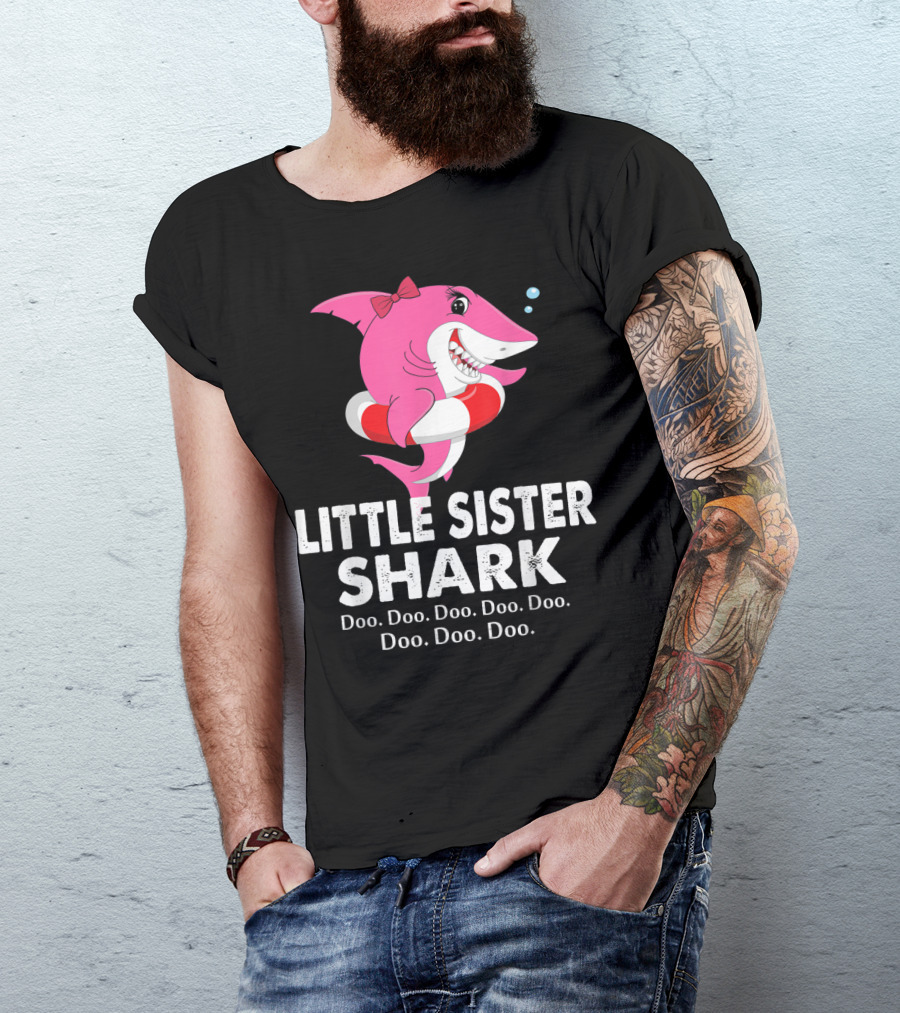 Little Sister Shark Doo Doo Family Shark T-Shirt