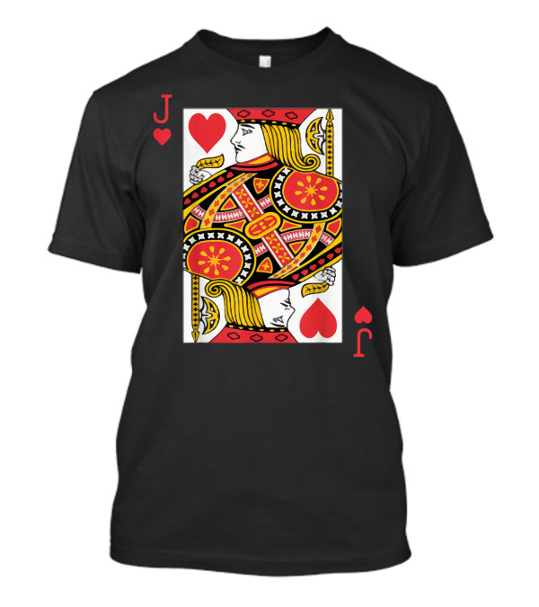 Red Jack Of Hearts Deck Card Icon With Bold Heart Symbols T-Shirt