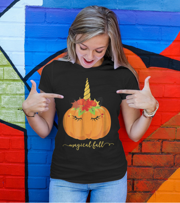 Magical Fall Pumpkin Unicorn T-Shirt