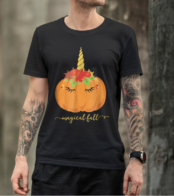 Magical Fall Pumpkin Unicorn T-Shirt