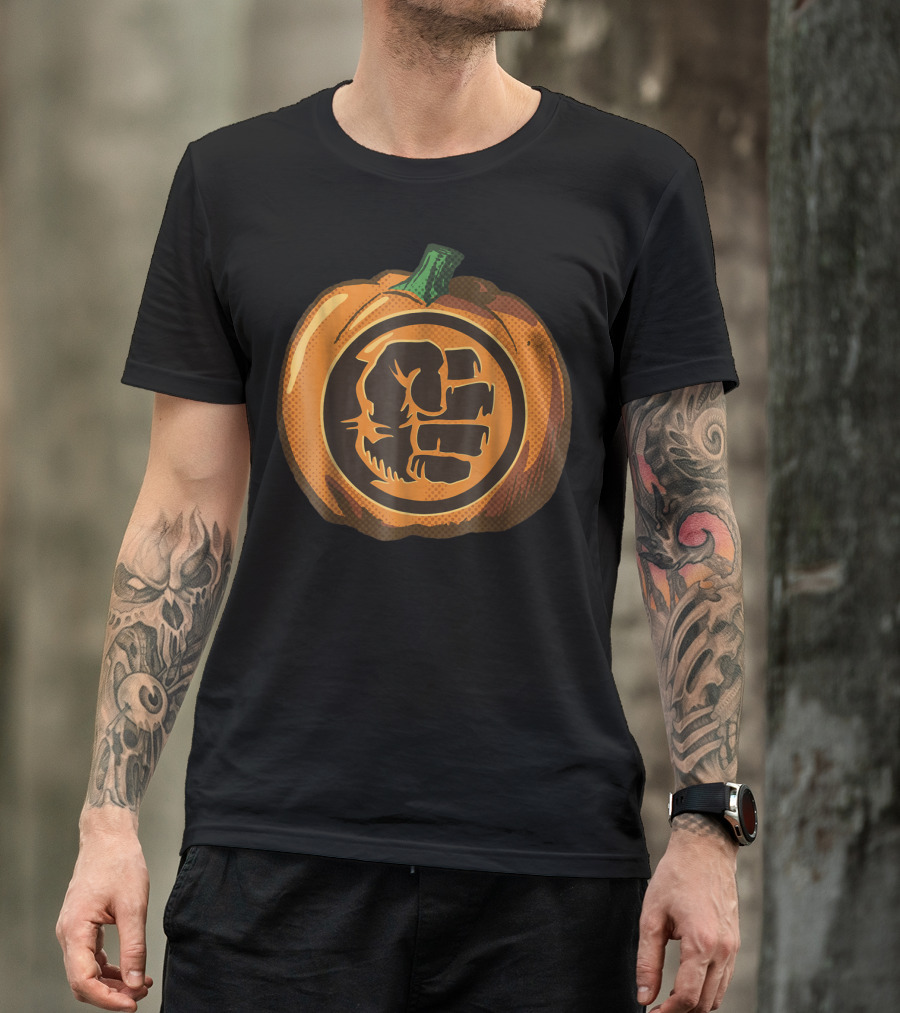 Marvel Avengers Hulk Smash Fist Halloween Pumpkin Jack-O'-Lantern T-Shirt