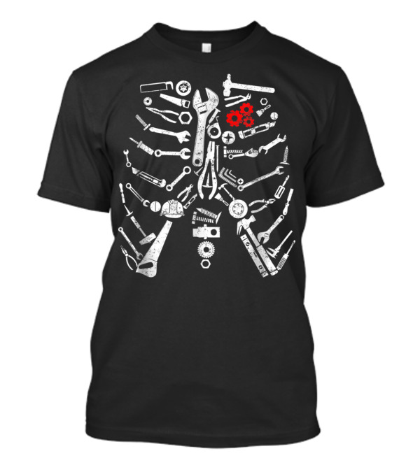 Mechanic Skeleton With Wrenches And Gears Craftsman Tools T-Shirt
