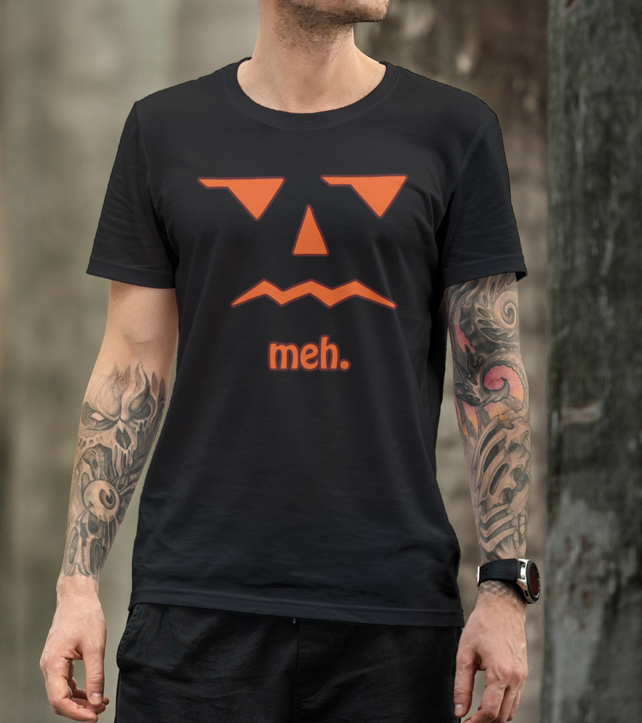Meh Pumpkin Face With Indifferent Expression T-Shirt