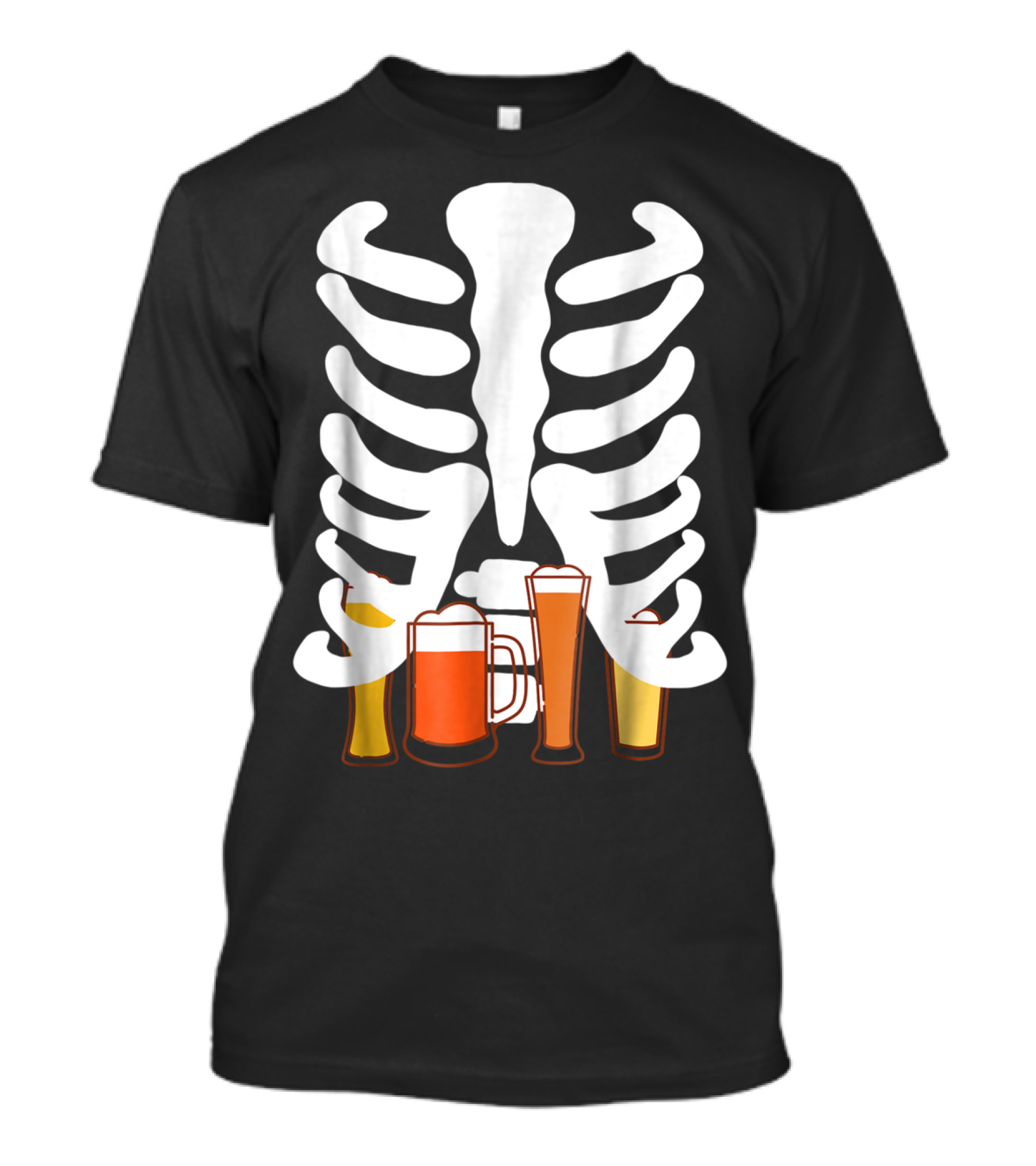 Mens Craft Beer Hops Ribs Skeleton Pint Glasses T-Shirt