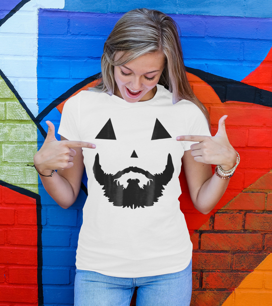 Halloween Pumpkin Jack-o'-Lantern Beard Face Mens T-Shirt