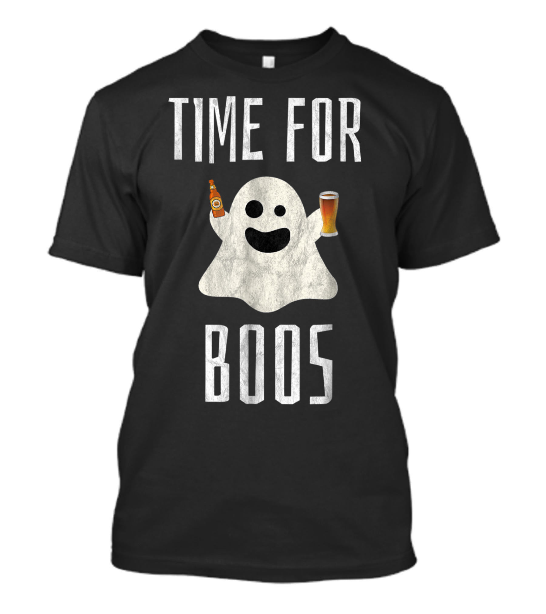 Time For Boos Halloween Ghost With Beer Bottles T-Shirt