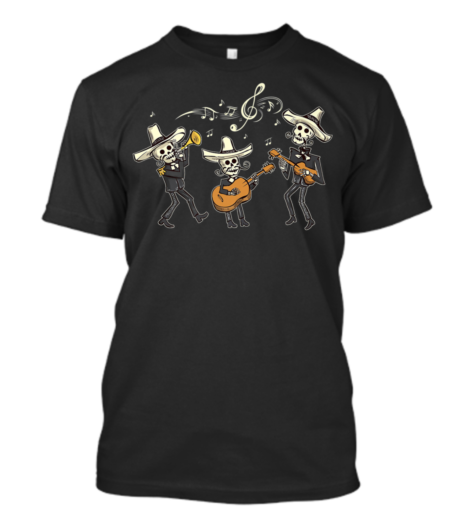 Mariachi Skeleton Band Playing Music Day Of The Dead T-Shirt