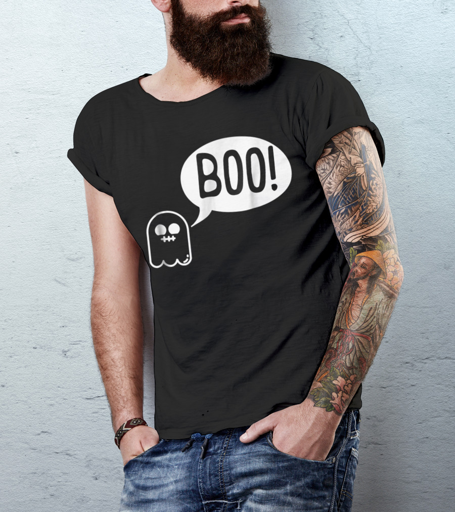 Minimalist Boo Ghost Speech Icon T-Shirt