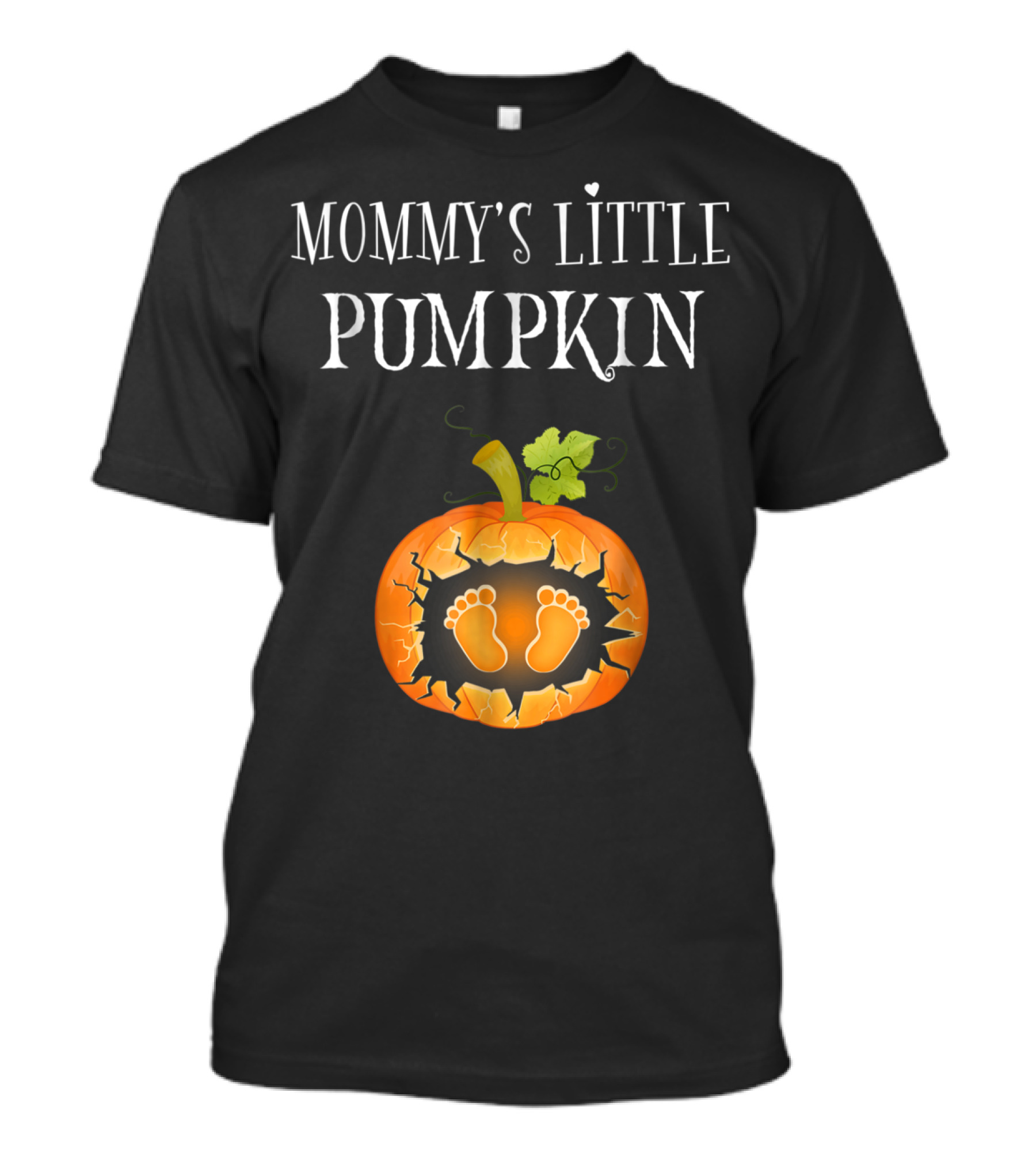 Mommy's Little Pumpkin Footprints Pregnancy Announcement T-Shirt
