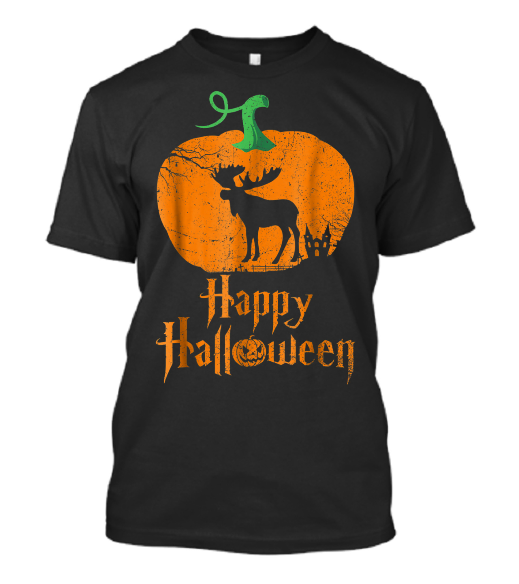 Halloween Moose Pumpkin Happy Halloween T-Shirt