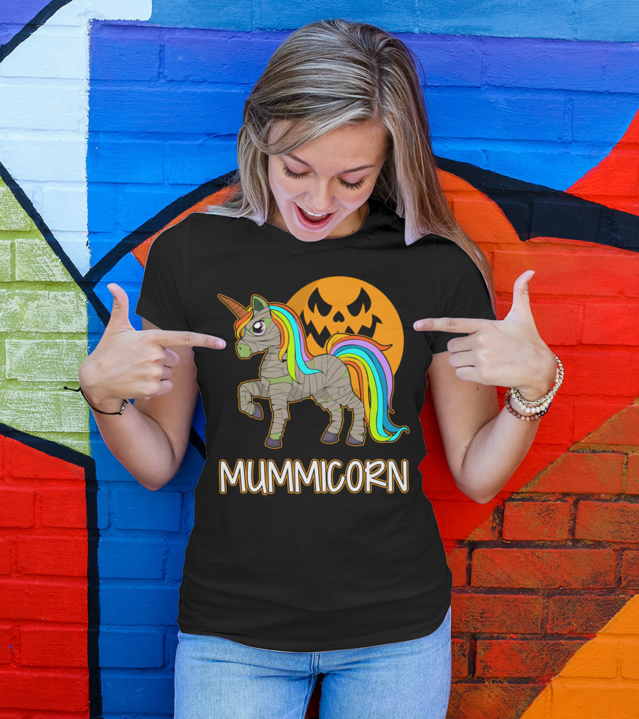 Mummicorn Cute Unicorn Mummy Halloween Pumpkin T-Shirt