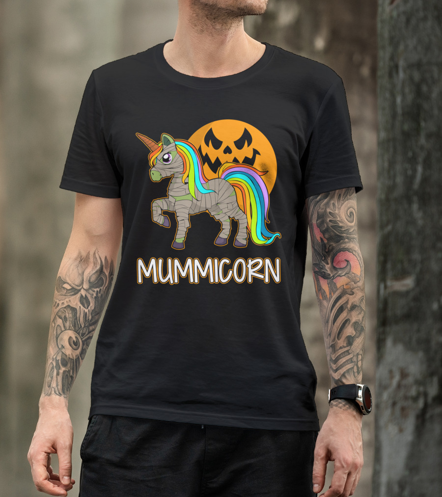 Mummicorn Cute Unicorn Mummy Halloween Pumpkin T-Shirt