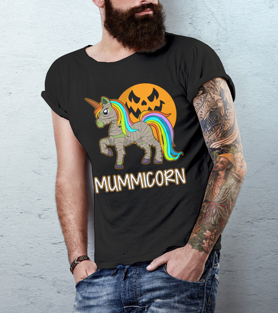 Mummicorn Cute Unicorn Mummy Halloween Pumpkin T-Shirt