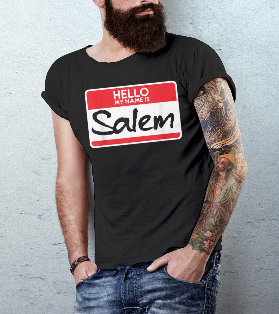 Hello My Name Is Salem Simple Halloween Witch T-Shirt