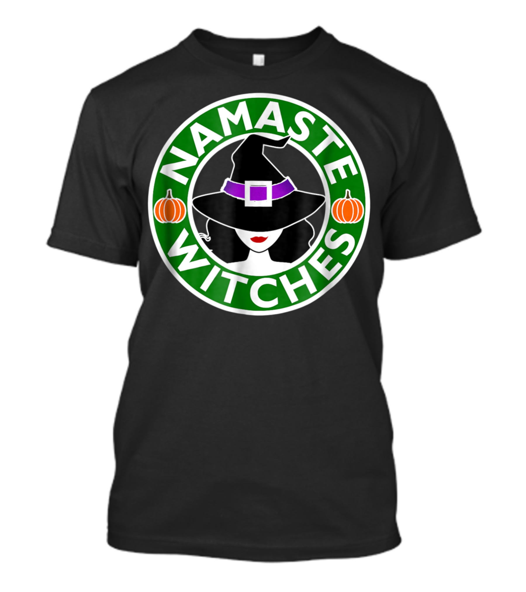 Namaste Witches Funny Yoga Basic Witch Hat Pumpkins Halloween T-Shirt