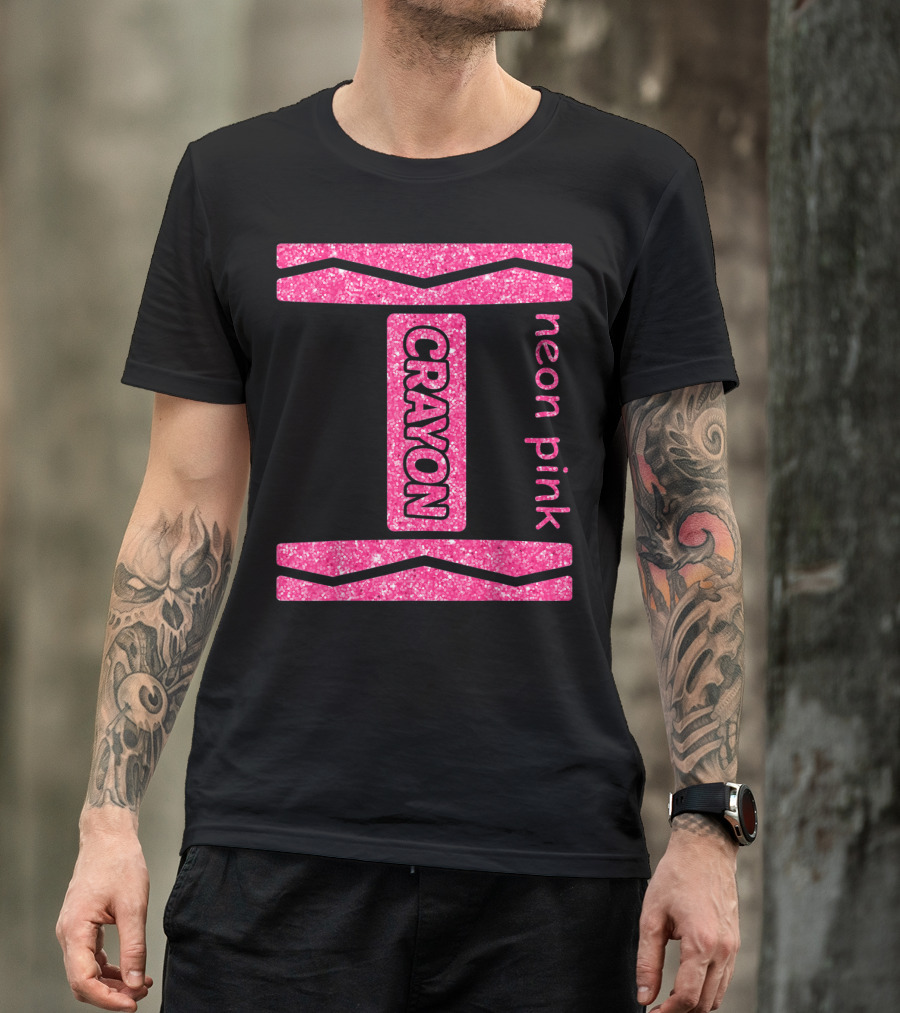 Neon Pink Crayon Halloween Costume For Couples And Friends T-Shirt