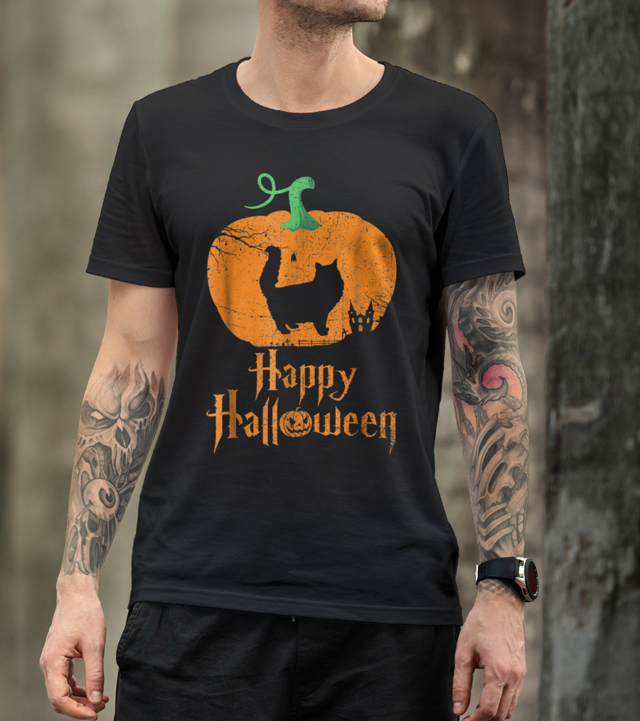Happy Halloween Norwegian Forest Pumpkin Cat T-Shirt