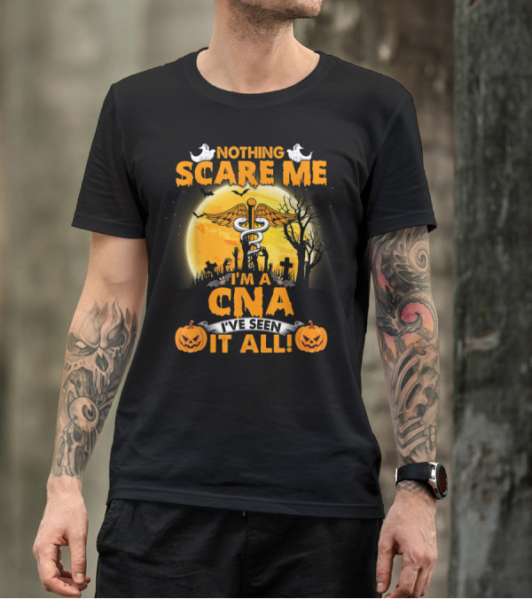 Nothing Scare Me I'm A CNA I've Seen It All Halloween Pumpkin Graveyard T-Shirt