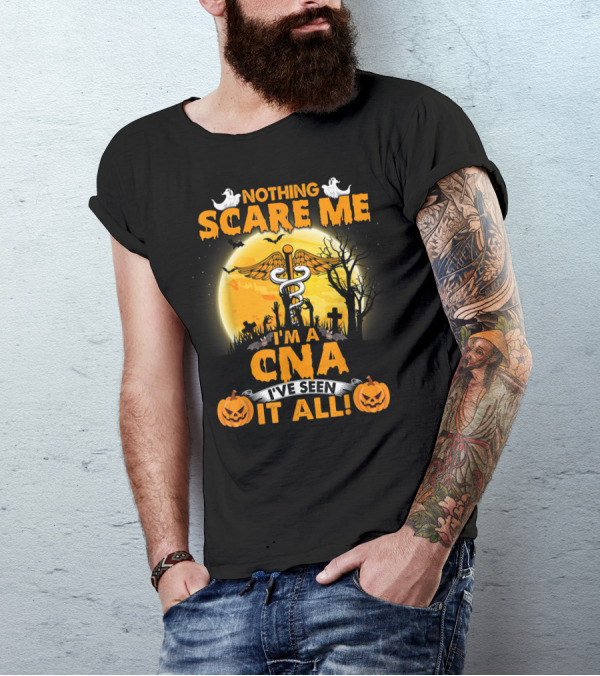 Nothing Scare Me I'm A CNA I've Seen It All Halloween Pumpkin Graveyard T-Shirt