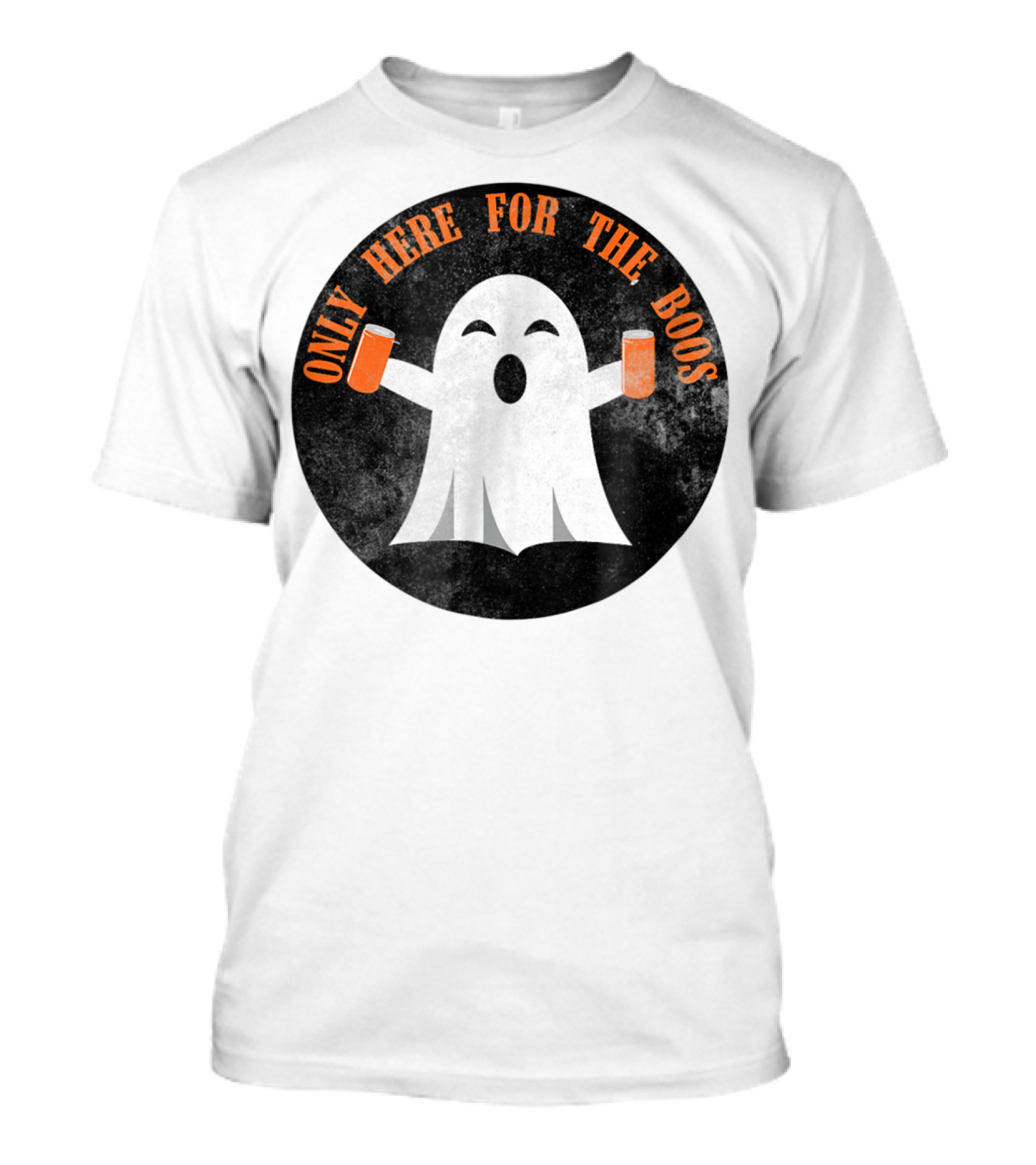 Only Here For The Boos Funny Ghost Holding Drinks T-Shirt
