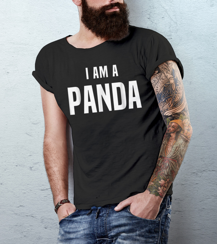 I Am A Panda Costume Easy Simple Halloween T-Shirt