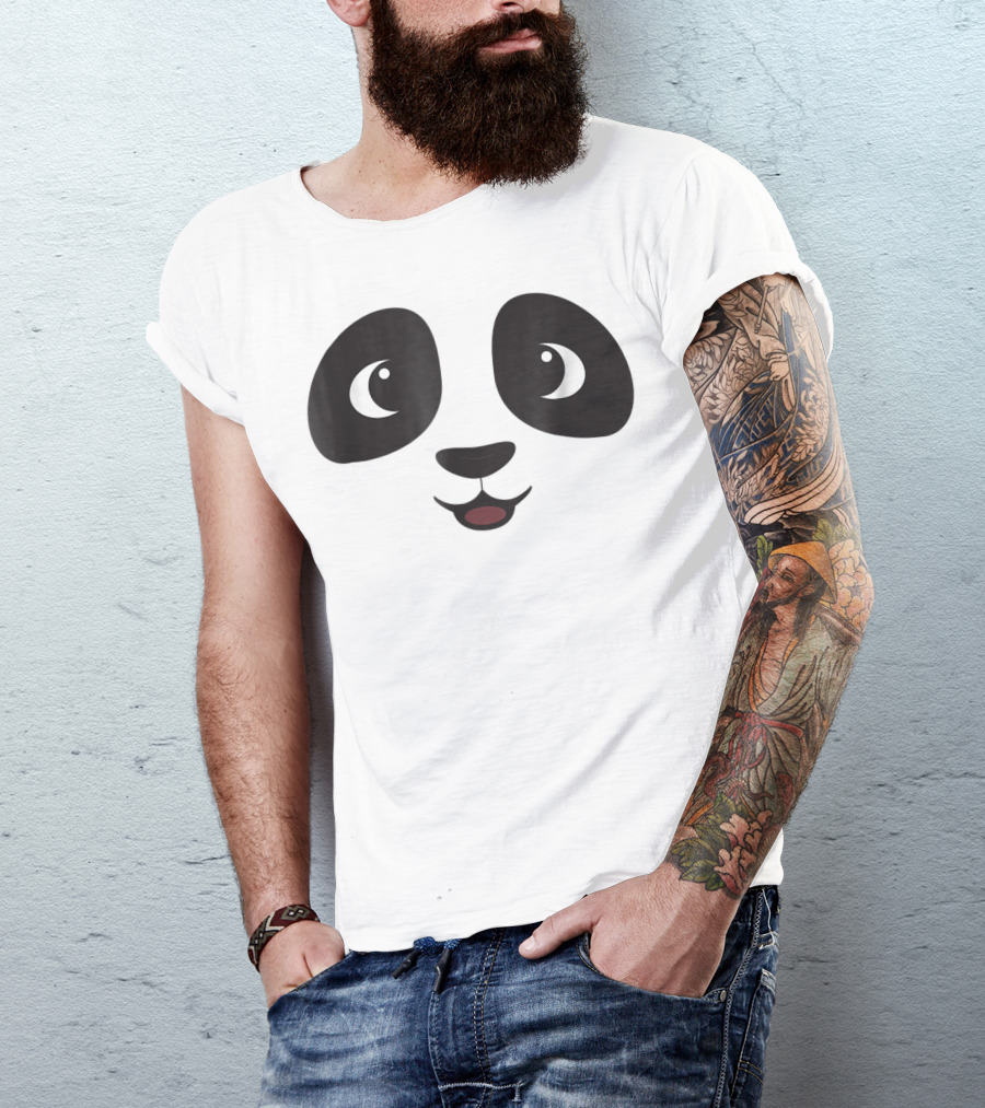 Panda Face Cute Halloween Costume Trick Treat Adorable Eyes T-Shirt