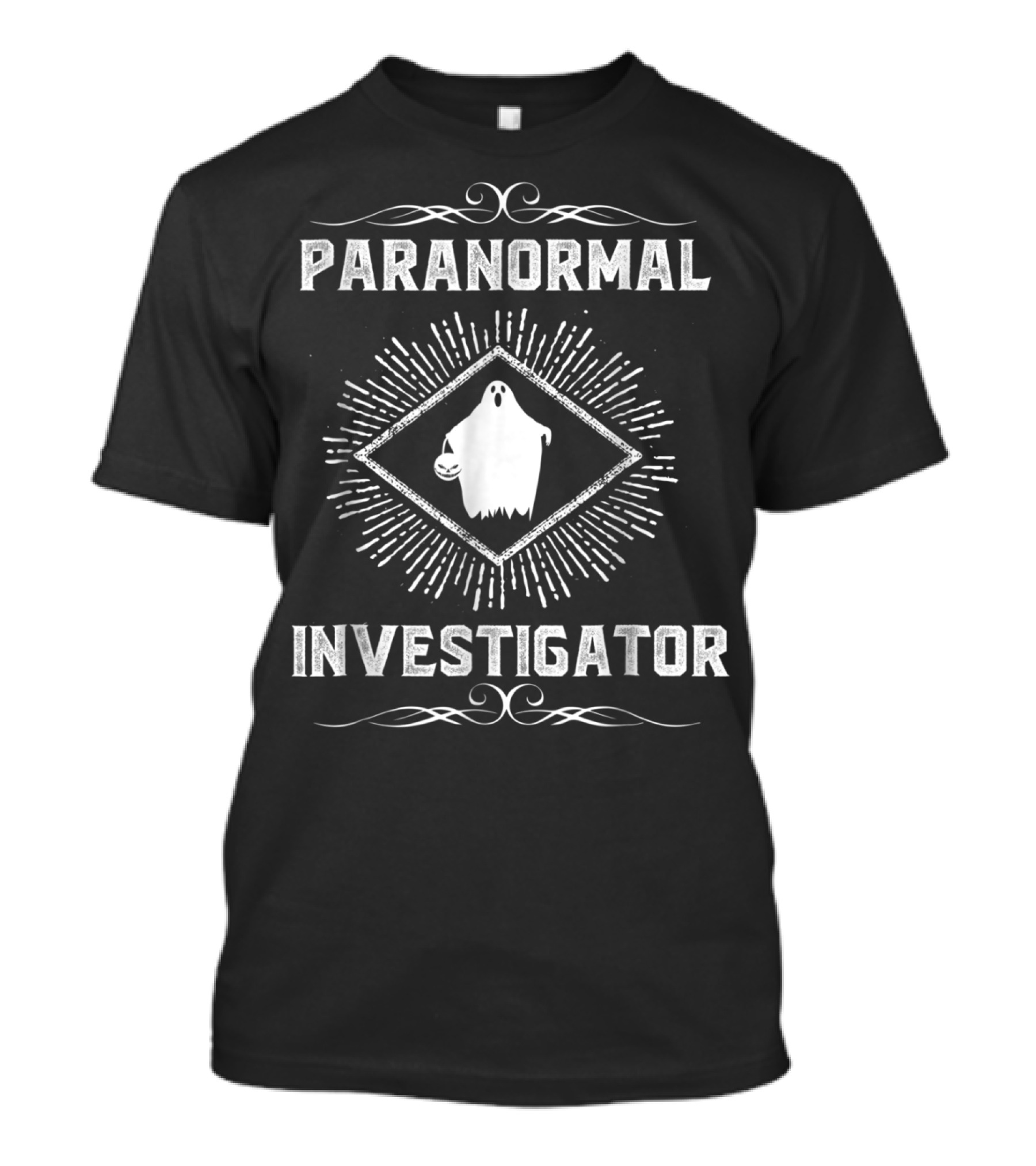 Paranormal Investigator Ghost Holding Lantern Retro T-Shirt