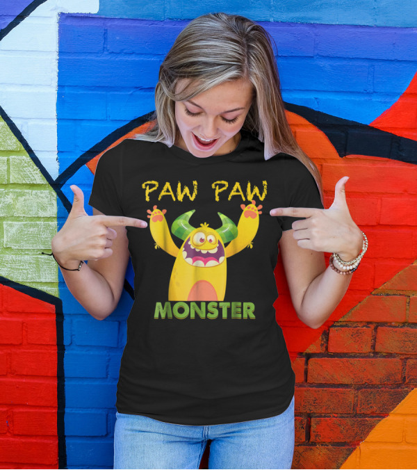 Paw Paw Monster With Green Horns And Yellow Body Fun T-Shirt