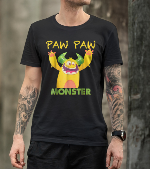 Paw Paw Monster With Green Horns And Yellow Body Fun T-Shirt