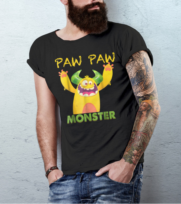 Paw Paw Monster With Green Horns And Yellow Body Fun T-Shirt