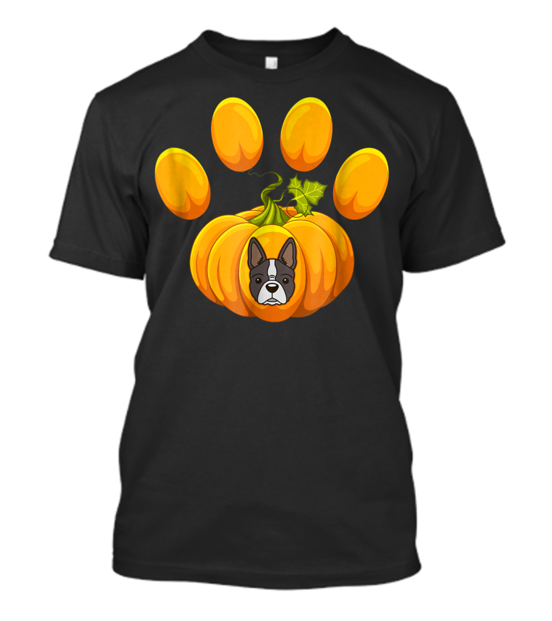 Paw Print Pumpkin Halloween Boston Terrier Pawpkin T-Shirt