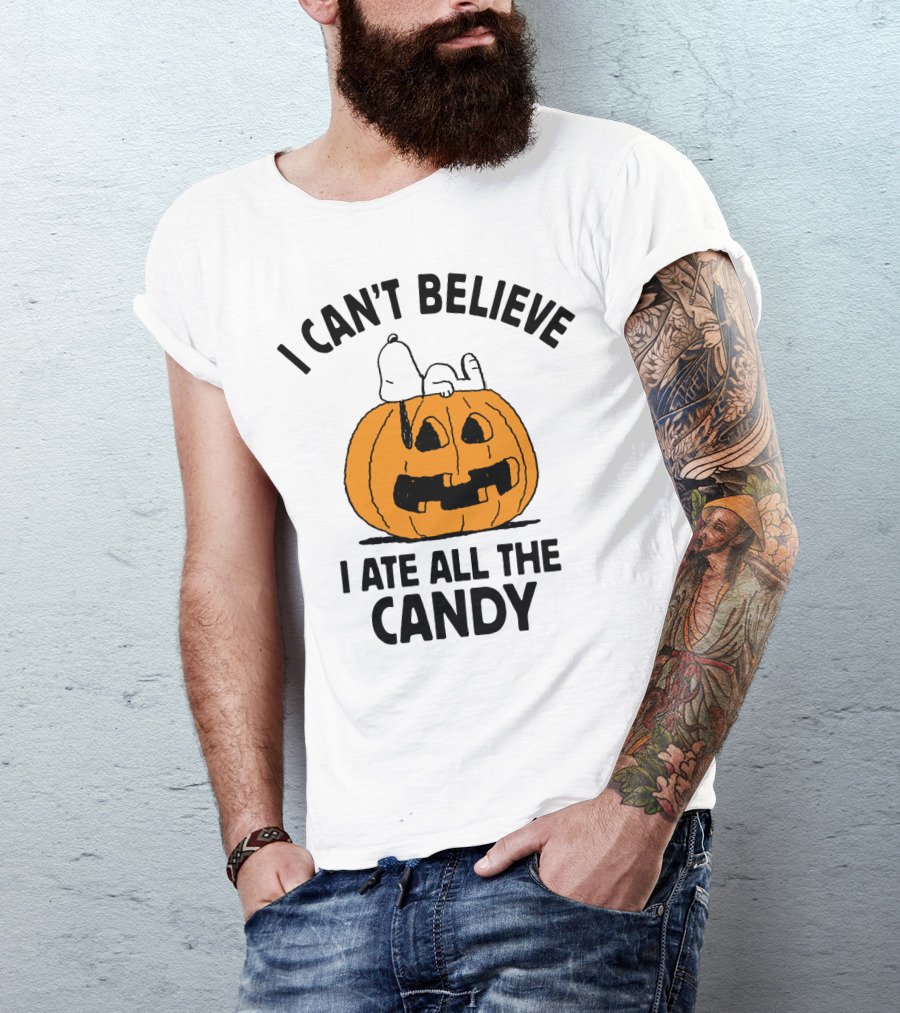 Peanuts Halloween Snoopy I Can't Believe I Ate All The Candy Pumpkin T-Shirt