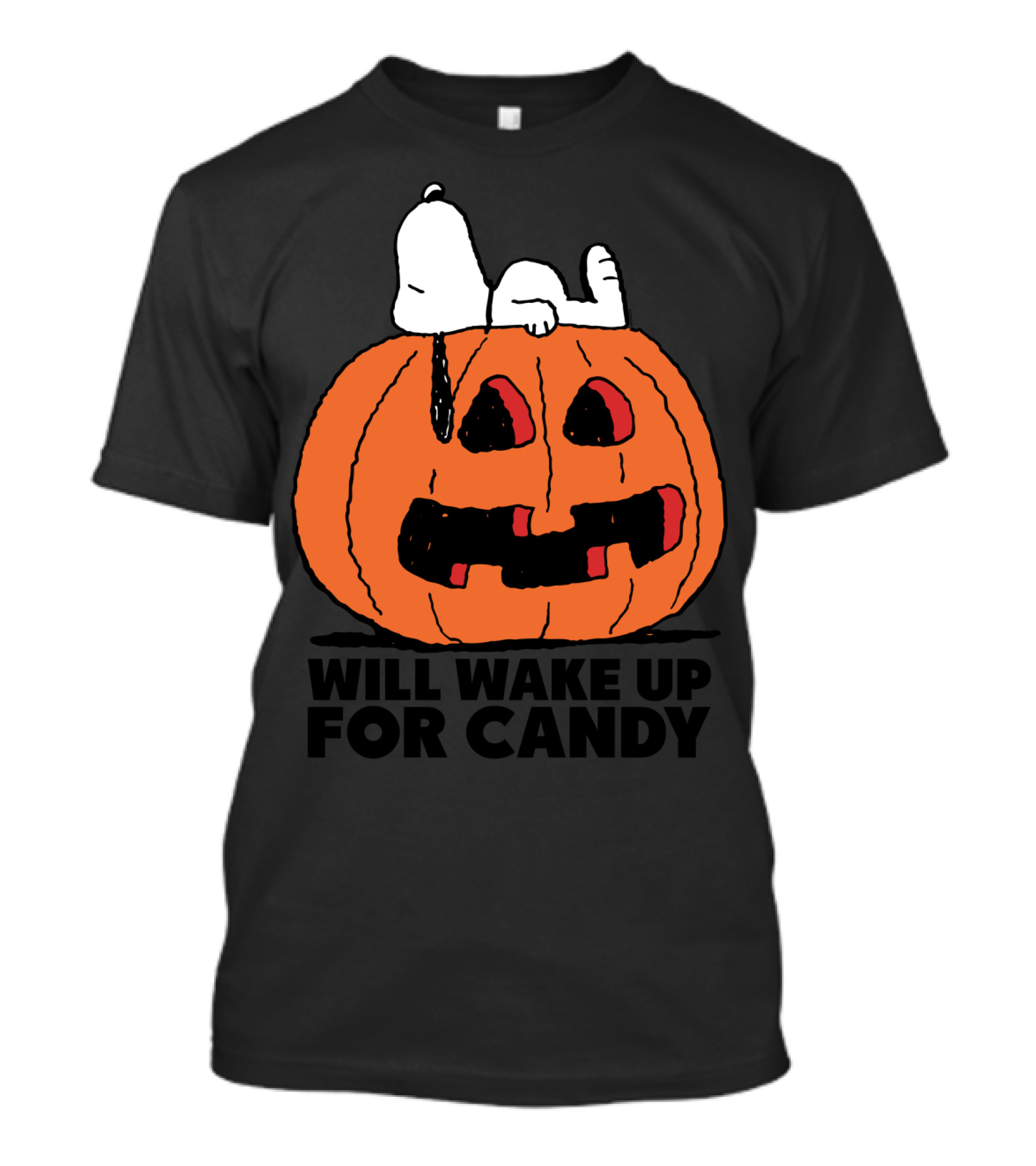 Snoopy Will Wake Up For Halloween Candy Pumpkin Peanuts T-Shirt