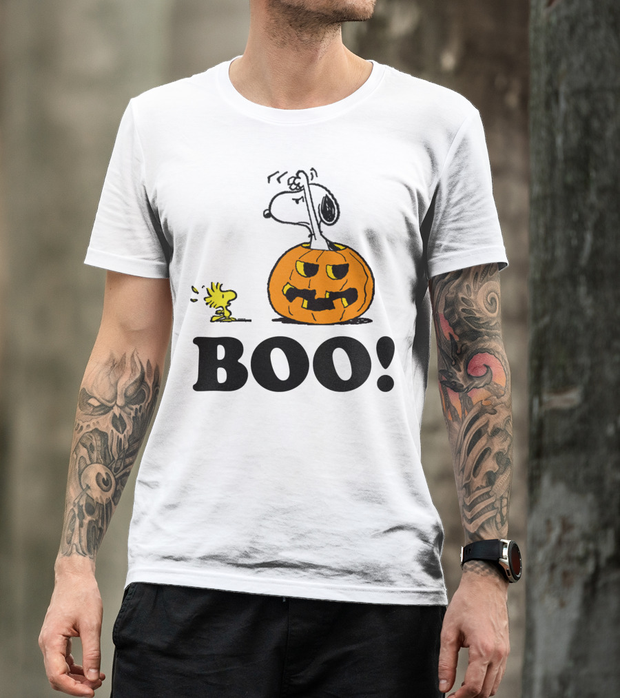 Peanuts Halloween Snoopy Woodstock Pumpkin Boo T-Shirt