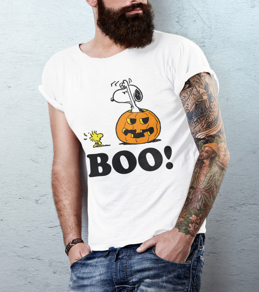 Peanuts Halloween Snoopy Woodstock Pumpkin Boo T-Shirt