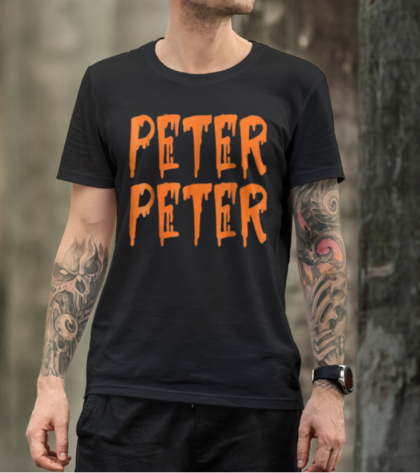 Peter Peter Pumpkin Eater Dripping Orange Text T-Shirt