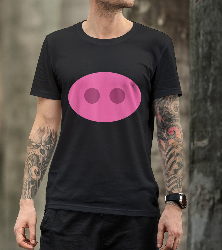 Pig Face Costume Funny Pink Pig Dress Up T-Shirt