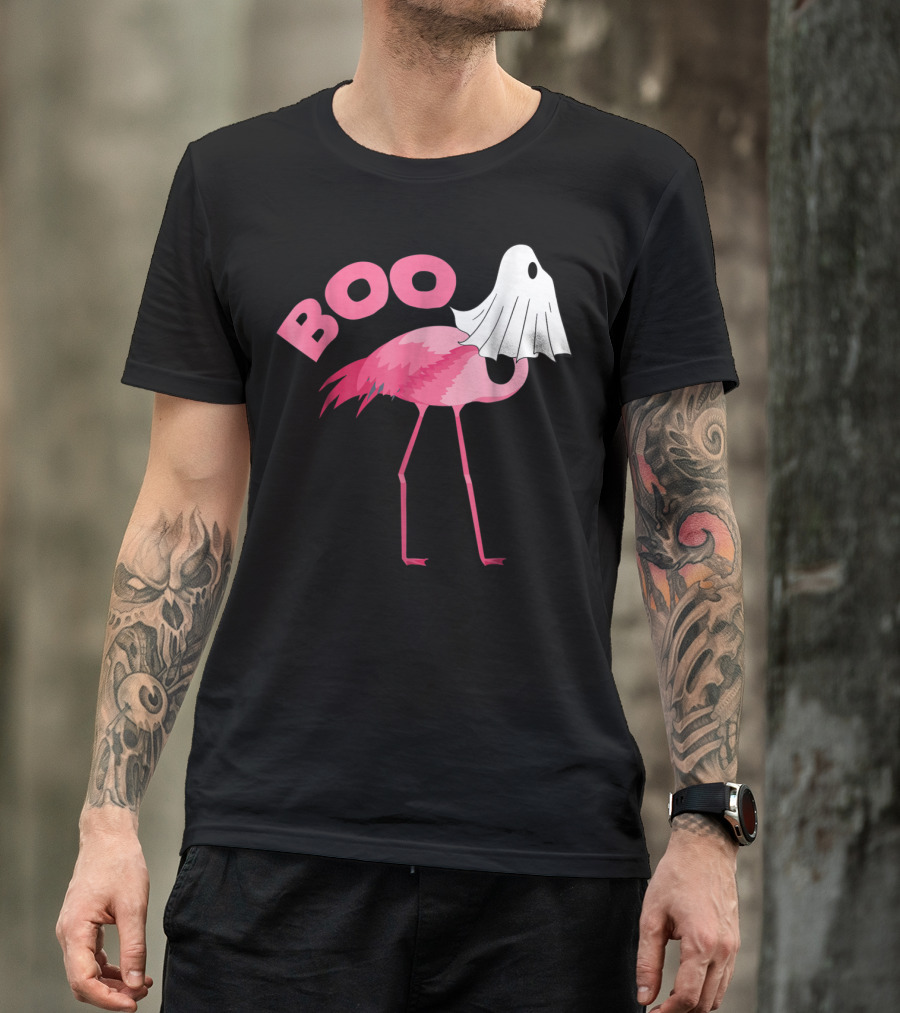 Boo Pink Flamingo Halloween Costume Ghost T-Shirt