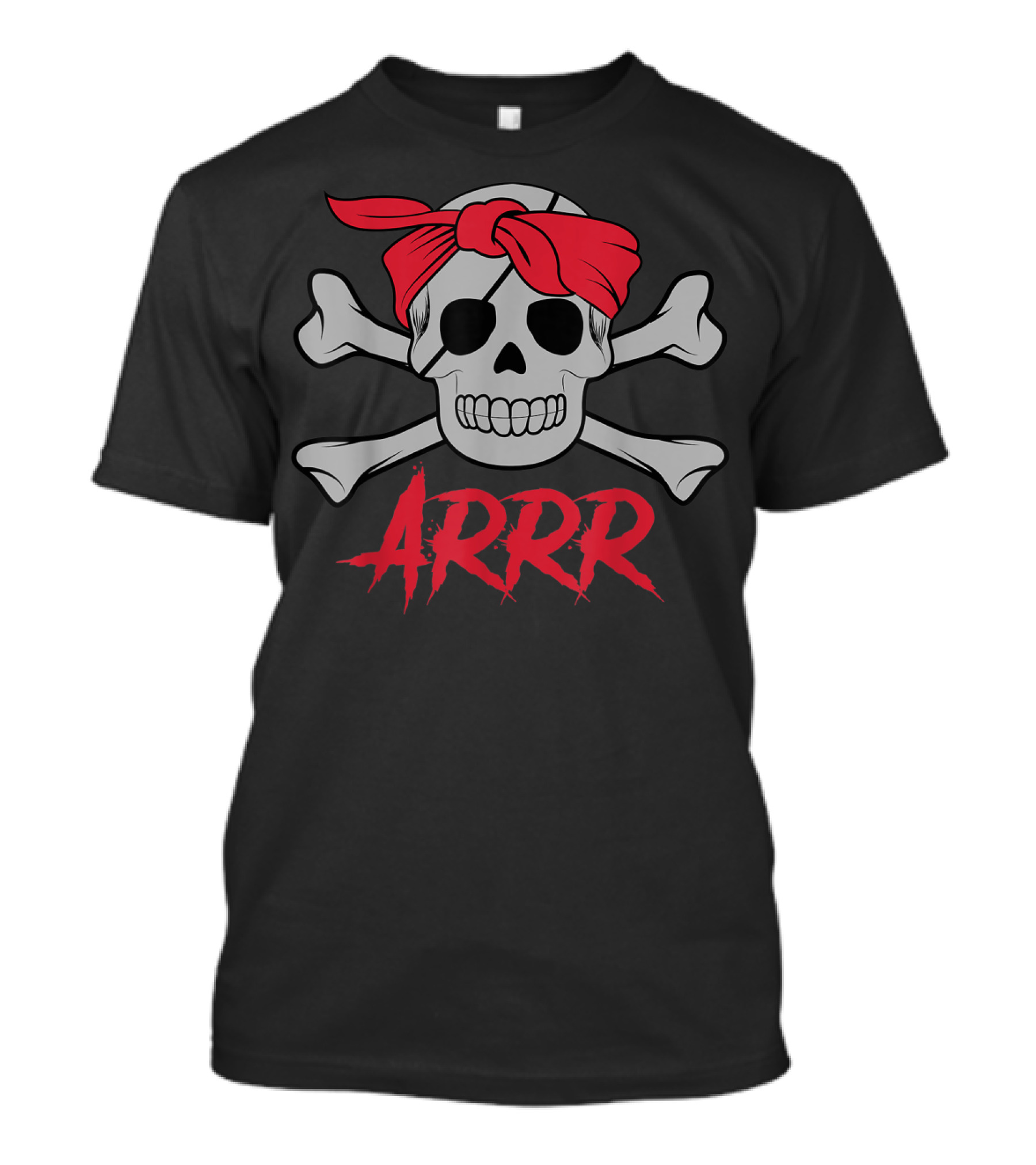 ARRR Pirate Skull With Red Bandana And Eye Patch T-Shirt