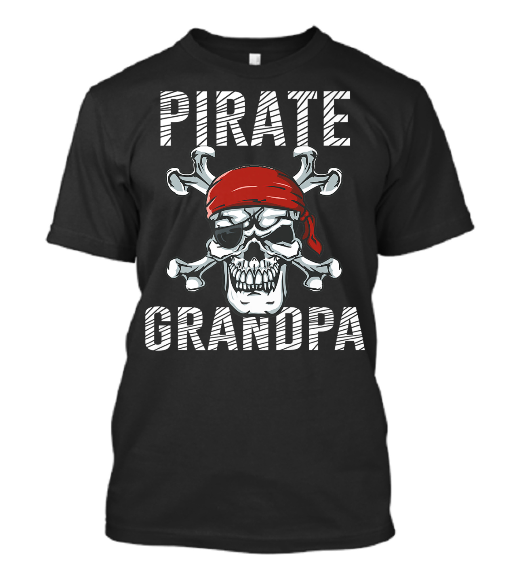 Pirate Grandpa Skull Red Bandana Crossbones T-Shirt