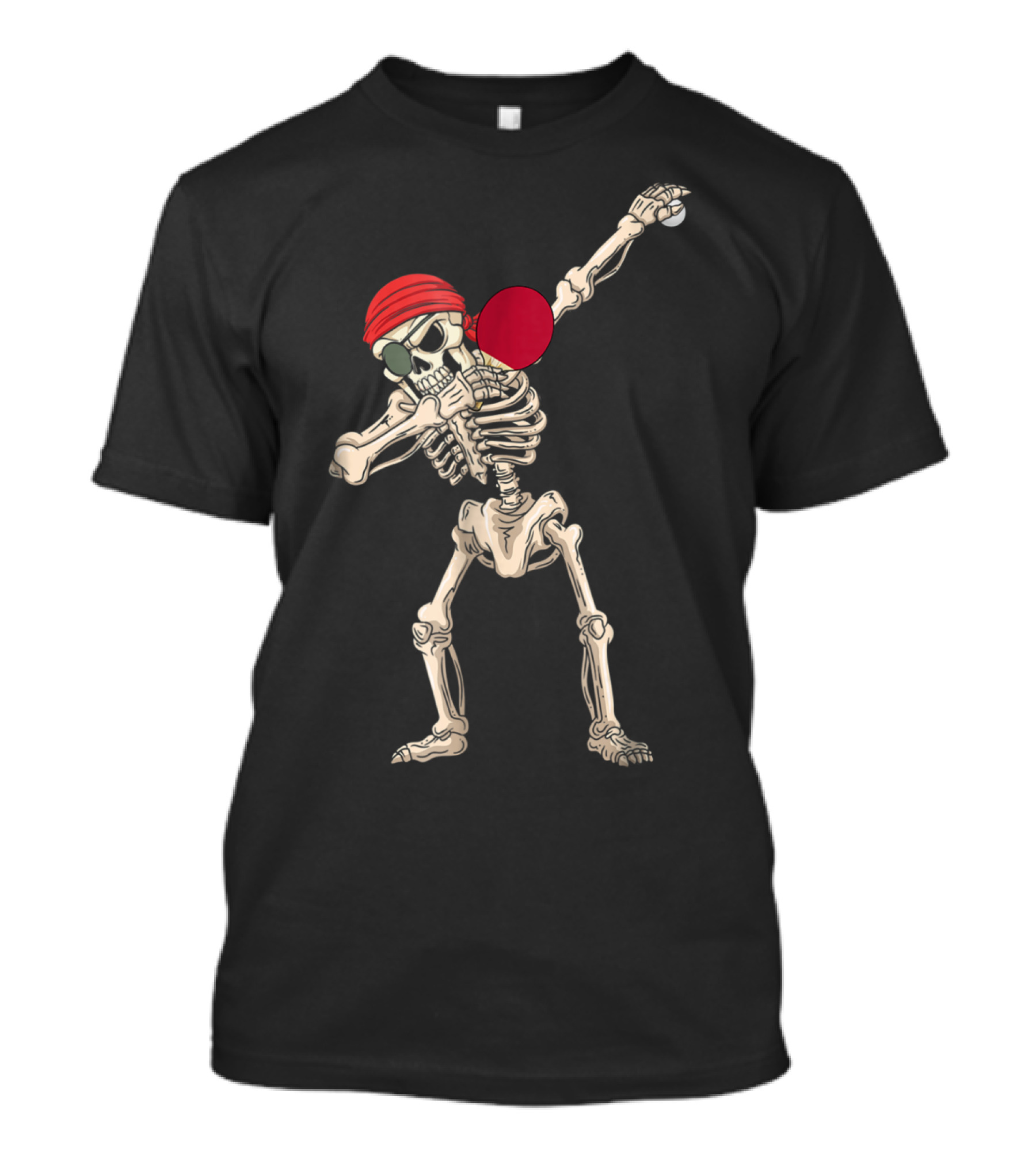 Pirate Red Scarf Skeleton Dabbing Ping Pong Player T-Shirt