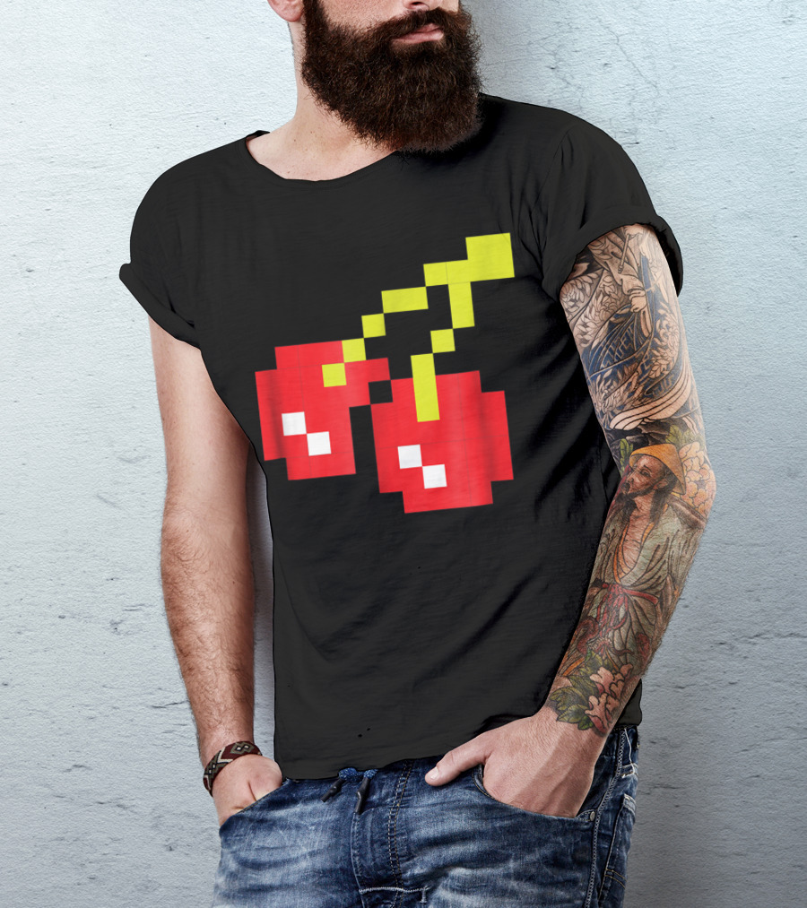 Pixel Cherries Retro 80s Video Game T-Shirt